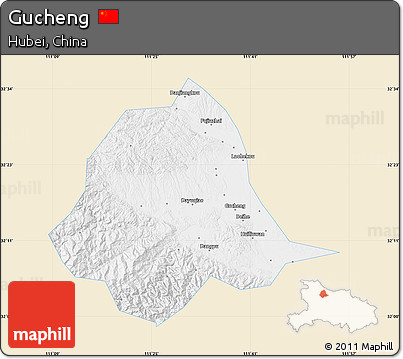 Classic Style Map of Gucheng, single color outside