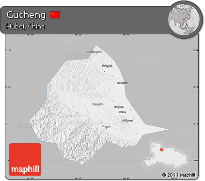 Gray Map of Gucheng, single color outside