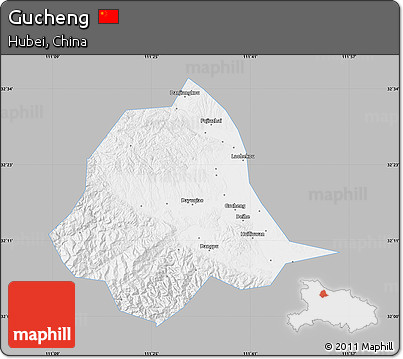 Gray Map of Gucheng, single color outside