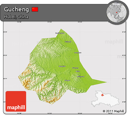 Physical Map of Gucheng, cropped outside