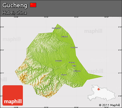 Physical Map of Gucheng, cropped outside