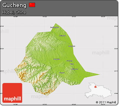 Physical Map of Gucheng, cropped outside