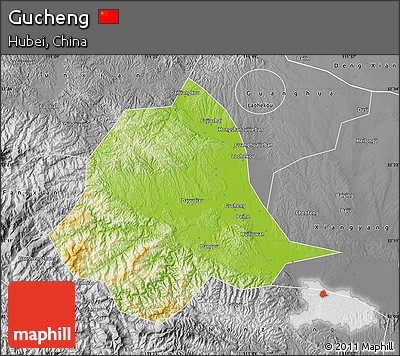 Physical Map of Gucheng, desaturated