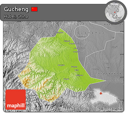 Physical Map of Gucheng, desaturated