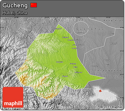 Physical Map of Gucheng, desaturated