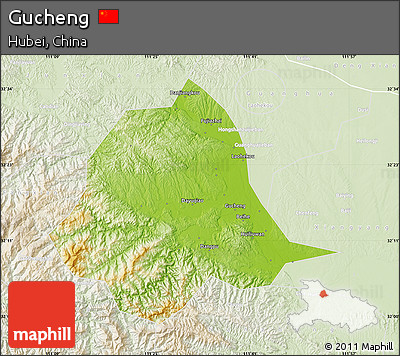 Physical Map of Gucheng, lighten