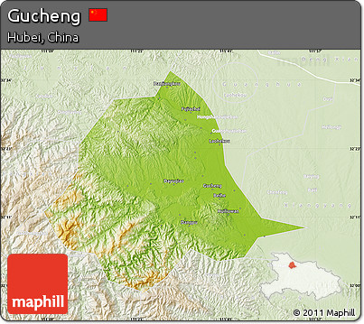 Physical Map of Gucheng, lighten