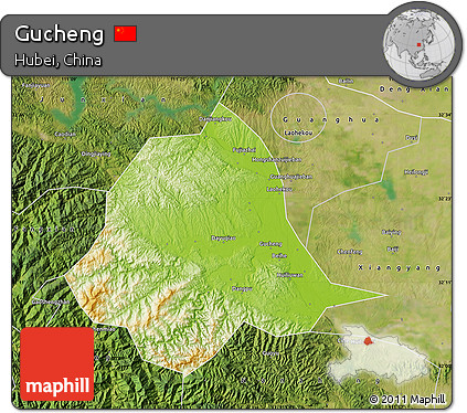 Physical Map of Gucheng, satellite outside