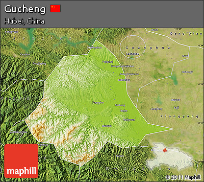 Physical Map of Gucheng, satellite outside