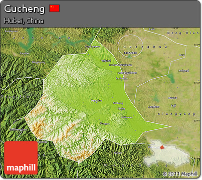 Physical Map of Gucheng, satellite outside