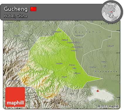 Physical Map of Gucheng, semi-desaturated
