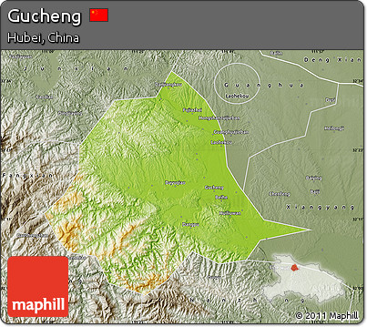 Physical Map of Gucheng, semi-desaturated