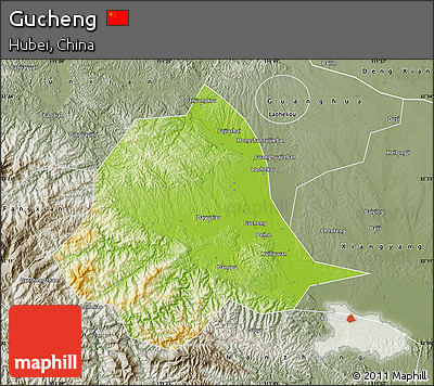 Physical Map of Gucheng, semi-desaturated