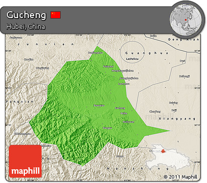 Political Map of Gucheng, shaded relief outside