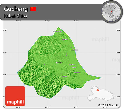 Political Map of Gucheng, single color outside
