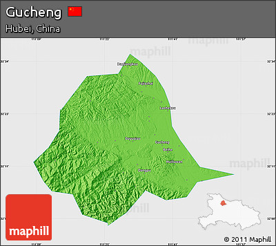 Political Map of Gucheng, single color outside