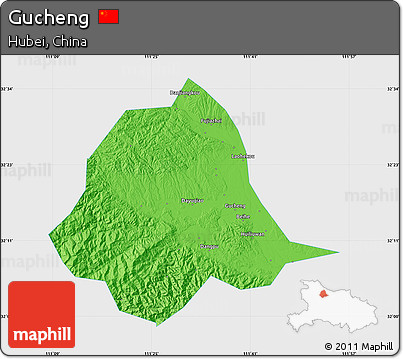 Political Map of Gucheng, single color outside