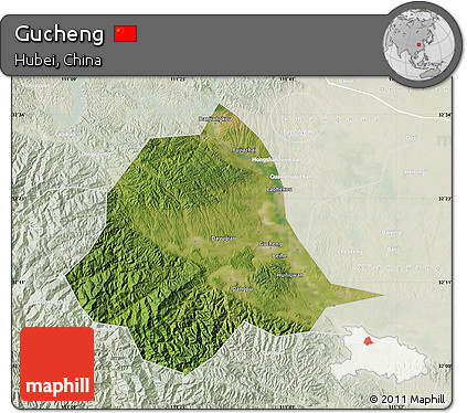 Satellite Map of Gucheng, lighten