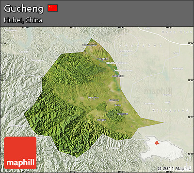 Satellite Map of Gucheng, lighten