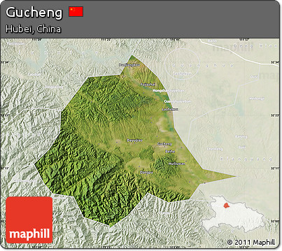 Satellite Map of Gucheng, lighten