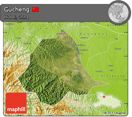 Satellite Map of Gucheng, physical outside