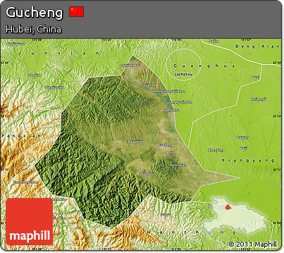 Satellite Map of Gucheng, physical outside