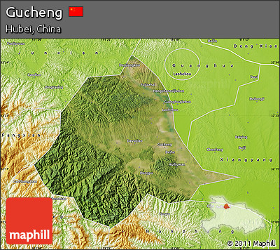 Satellite Map of Gucheng, physical outside