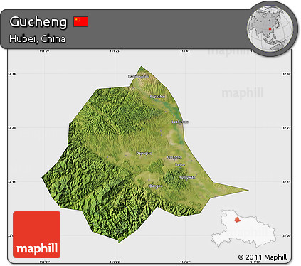 Satellite Map of Gucheng, single color outside