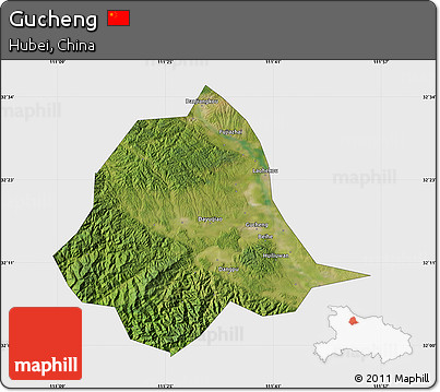 Satellite Map of Gucheng, single color outside
