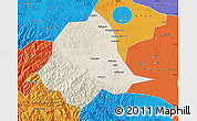 Shaded Relief Map of Gucheng, political outside