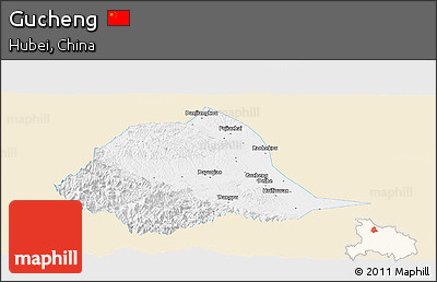 Classic Style Panoramic Map of Gucheng, single color outside