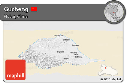 Classic Style Panoramic Map of Gucheng, single color outside