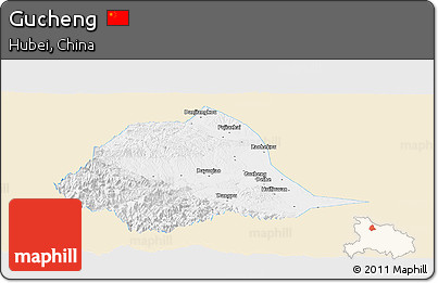 Classic Style Panoramic Map of Gucheng, single color outside