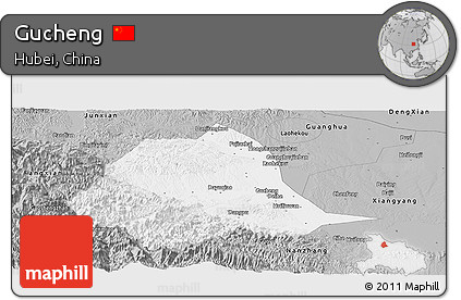 Gray Panoramic Map of Gucheng