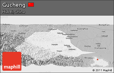 Gray Panoramic Map of Gucheng