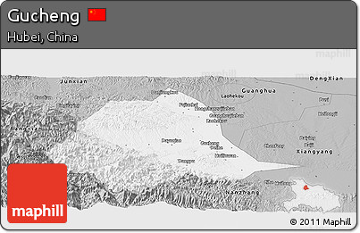 Gray Panoramic Map of Gucheng