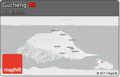 Gray Panoramic Map of Gucheng, single color outside