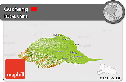 Physical Panoramic Map of Gucheng, cropped outside