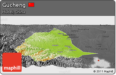 Physical Panoramic Map of Gucheng, darken, desaturated