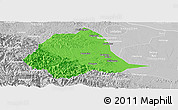 Political Panoramic Map of Gucheng, lighten, desaturated