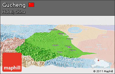Political Panoramic Map of Gucheng, lighten