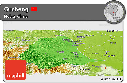 Political Panoramic Map of Gucheng, physical outside
