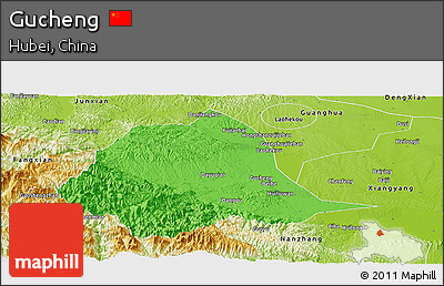 Political Panoramic Map of Gucheng, physical outside