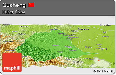 Political Panoramic Map of Gucheng, physical outside
