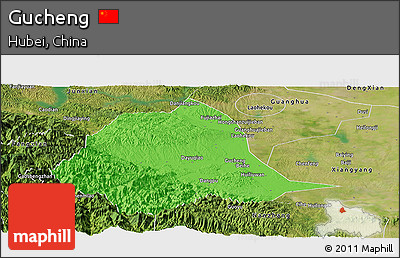 Political Panoramic Map of Gucheng, satellite outside