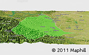 Political Panoramic Map of Gucheng, satellite outside