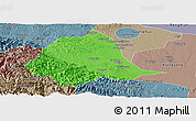 Political Panoramic Map of Gucheng, semi-desaturated
