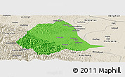 Political Panoramic Map of Gucheng, shaded relief outside