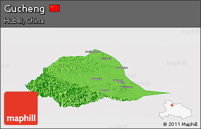 Political Panoramic Map of Gucheng, single color outside