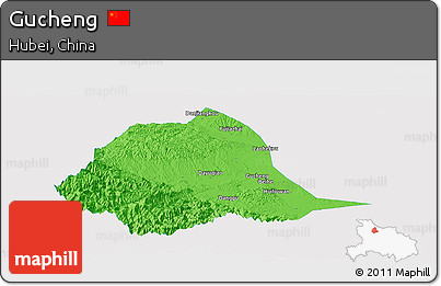 Political Panoramic Map of Gucheng, single color outside